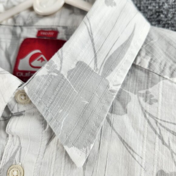 Quiksilver Quicksilver Button Up Shirt Men Small Mid Fit Gray White Floral Surf - Picture 5 of 16